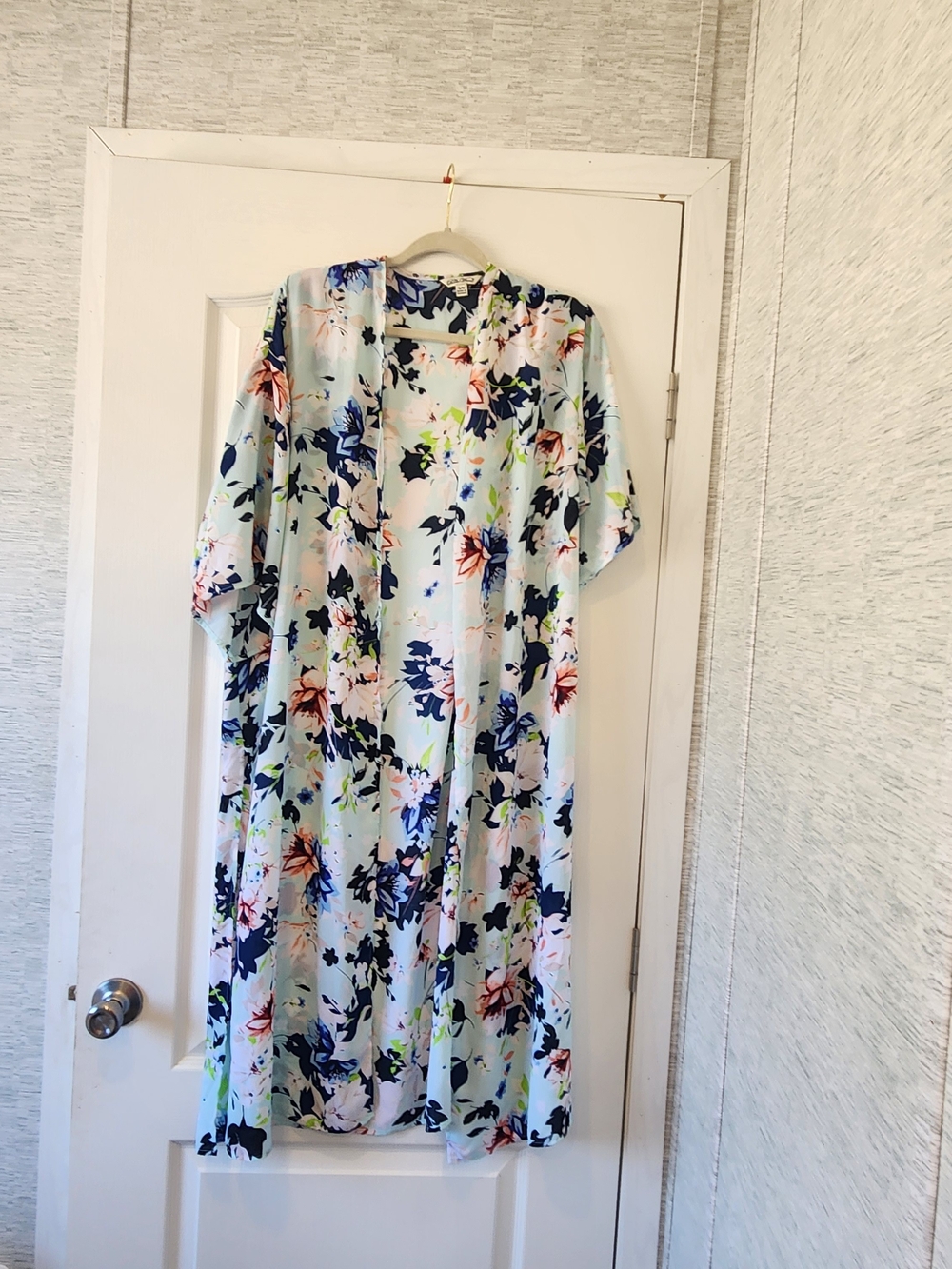 The Pioneer Woman Floral Duster Cardigan in Light Blue, Navy, Pink S/M EUC